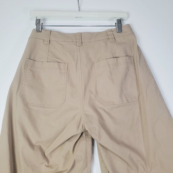 ASOS Womens Maternity Pants Size 6 Crop Goucho Khaki Flare Wide Coastal‎ Pockets - Picture 6 of 6